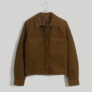Quilted Corduroy Crop Shirt-Jacket